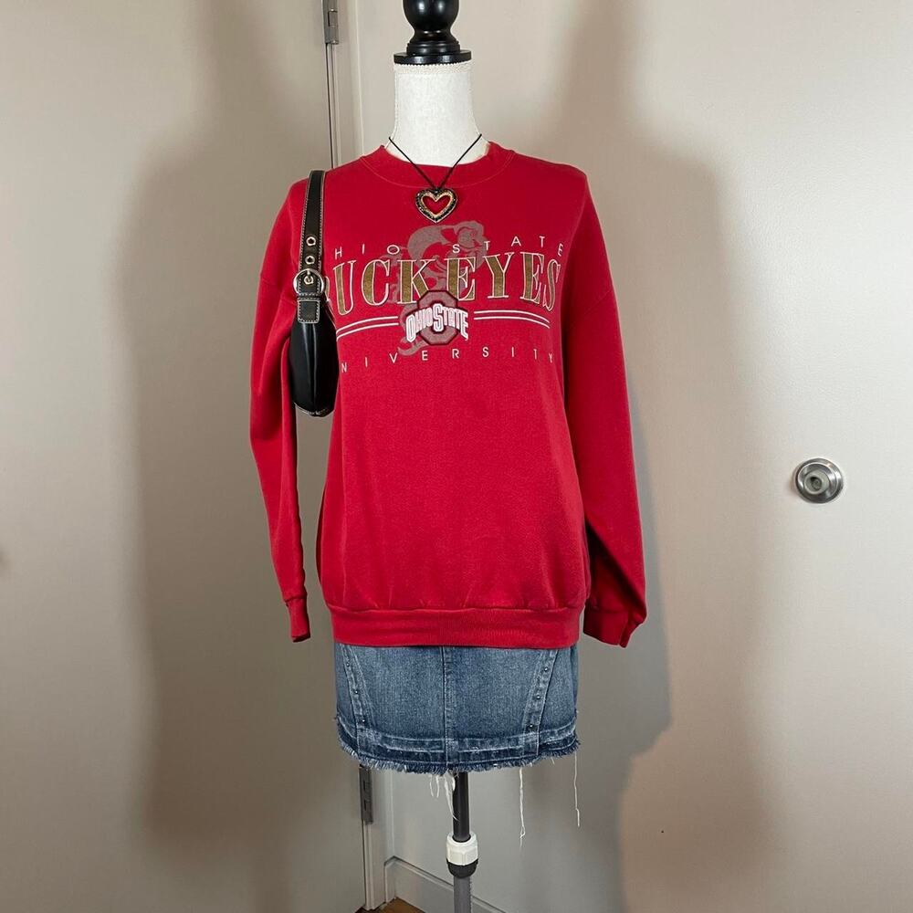 Vintage Ohio State University Buckeyes Red Collegiate Crewneck Sweatshirt